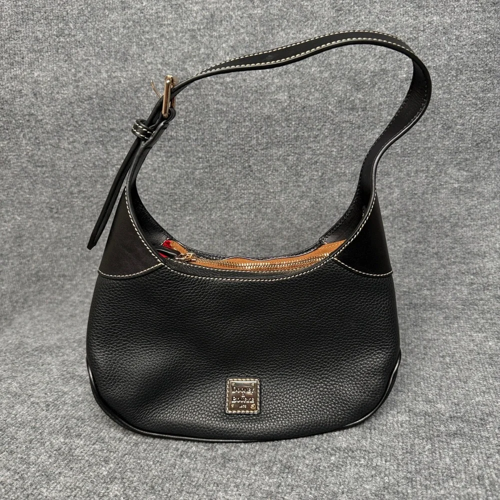 Dooney & Bourke Hobo Shoulder Bag Black Leather Inner Pocket Shoulder Strap